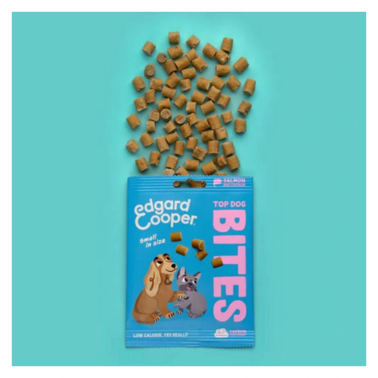 Edgard & Cooper Top Dog Bites laks og kylling 50 g - bløde hundegodbidder